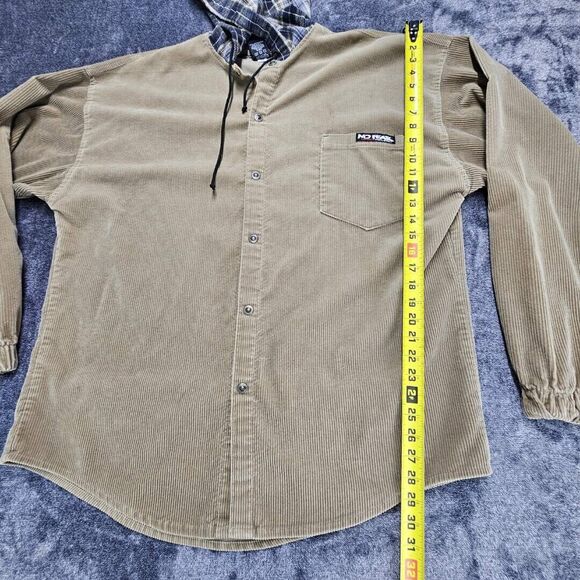 Vintage No Fear Coruroy Jacket Plaid Hood XL 100% Cotton Made in The USA Y2K - Picture 10 of 13